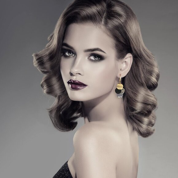 Black Gold Plated Dangle Drop Geometric Statement Trendy Jewelry for Women Teen - Picture 2 of 5